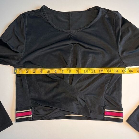 Fabletics Eco-Conscious Front Twist Long Sleeve Cropped Black Top, Size Medium - Picture 7 of 14